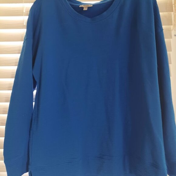 T by Talbots Women’s Long Sleeve Top Blue Stretch Cotton Modal UPF 50+ Size L - Picture 4 of 6